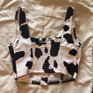 Stitch and pine cow print tank top! Size xs